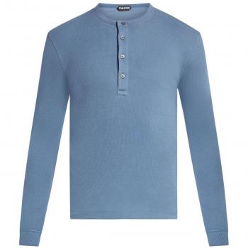 Tom Ford Men's Long Sleeve T-Shirt in Blue | Size 48 | JHL005JMT003F23HB414