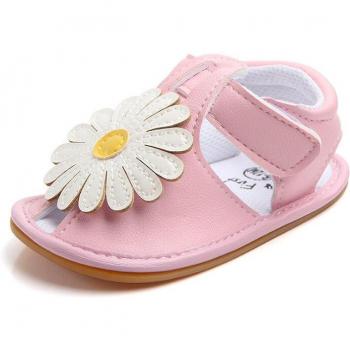 Rubber Sole Flower Design Baby Shoes
