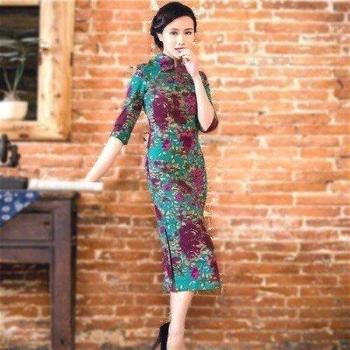 Clásico Qipao Lino Cheongsa Femenino