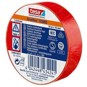 Ruban isolant rouge 10 m – 15 mm – Certificat officiel