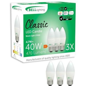 Classic Comfort LED Candle Pack – 27mm E27, 4.7W, 470lm, Warm White 2700K