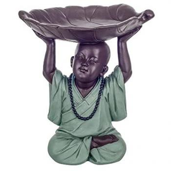 Statua di Buddha Verde con Monaca 26625