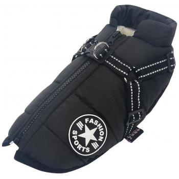 Chaqueta de Algodón Impermeable para Perro Negro L