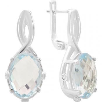 12.833ct silver earrings with light sky blue natural topaz