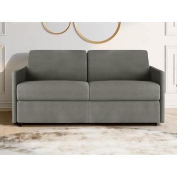 Canapé multifonction 3 places gris clair – 140 cm de couchage, 14 cm de matelas