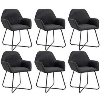 Pack de 6 sillas Kervin con reposabrazos tela negro 84x61x61 cm