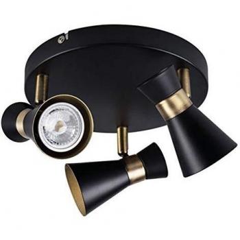 Kanlux Par16 Gu10 Max 3x10W Plafón IP20 Ø65mm Negro-Oro