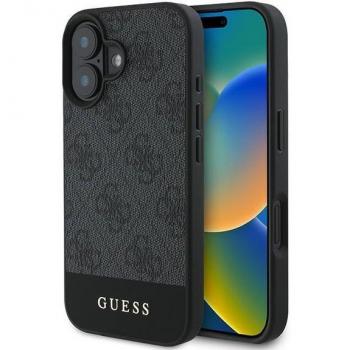 Coque arrière Bottom Stripe 4G Gris Guess pour iPhone 16 – Neuf