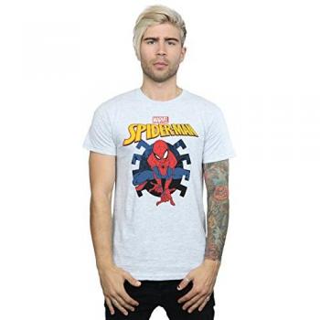 Marvel Men's Spider-Man Web Shooting Emblem Logo T-Shirt Sport Grey Large