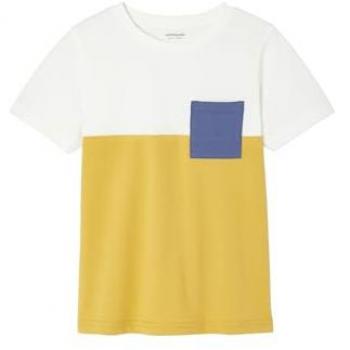 T-shirt ocre coloblock garçon à manches courtes