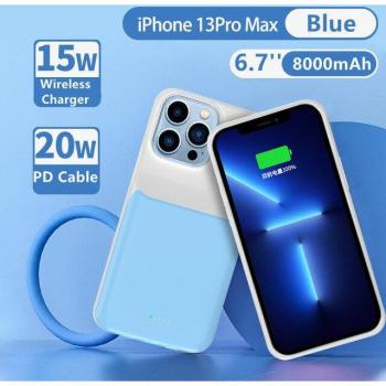 Wireless Charging Power Bank Cover for iPhone 13 Pro Max, 13 Pro, 13 Mini 8000mAh