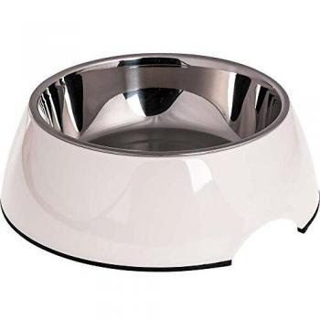 White Melamine and Stainless Steel Dog Feeder by Hunter 160 ml (14.5 x 14.5 x 7 cm)