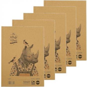 Rhino Recycled Hardback Book 160 Pages 8mm Ruled A4 (5-Pack)