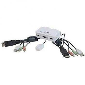 KVM Switch 2 ports DisplayPort/USB/audio avec câbles intégrés