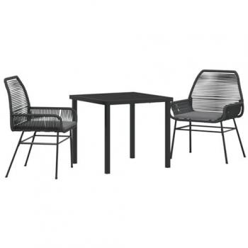 VidaXL Balkonmöbel-Set 3-teilig mit Kissen Schwarz