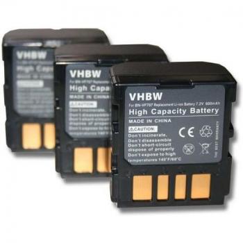 Batterie VHBW 3x 600 mAh (7.2 V) per JVC GR‑D271 e modelli correlati