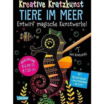 Anton Poitier Kreative Kratzkunst: Tiere Im Meer: Set Mit 10 Kratzbildern, Anleitungsbuch Und Holzstift