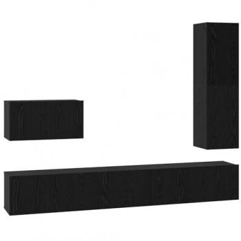 Meuble TV moderne 4 pièces Chêne Noir 200 x 30 x 30 cm