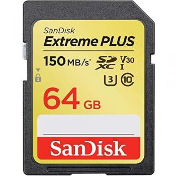 SanDisk Extreme Plus 64 GB SDXC Speicherkarte – 150 MB/s, UHS‑I, Klasse 10, U3, Video Class V30