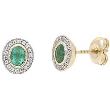 Paar Gold‑Ohrstecker mit Smaragd & Zirkonia JuwelmaLux – 2‑teiliges Set inkl. Schmucketui – JL10-06-2663