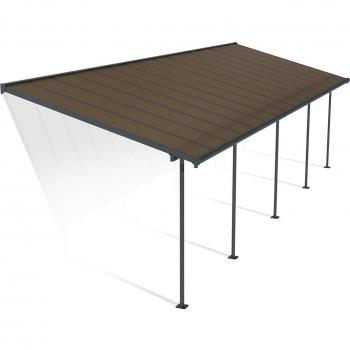 Pérgola Capri Marquesina De Aluminio 971X295 cm Gris Con Vidriado De Policarbonato Bronce Palram