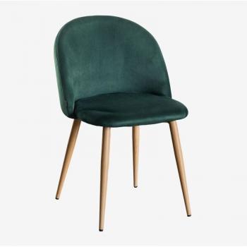 Set Sklum: 4 Sedie Velluto Verde Jungle per la Tavola