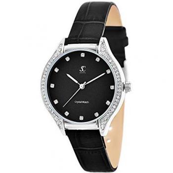Femme Montre So Charm avec Bracelet Cuir Noir (MF447‑NFN)