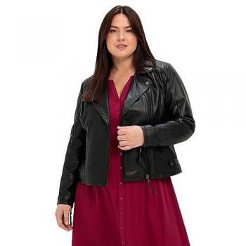 Sheego Bikerjacke aus 100% Leder, Größe 44, schwarz