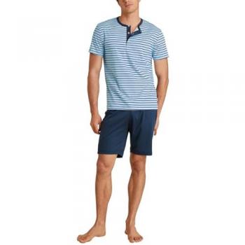 CALIDA Herren Pyjama Relax Steamline in Blau