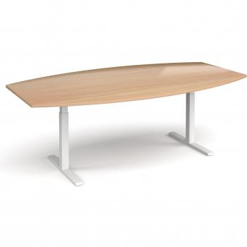 Elev8 Touch Oval Boardroom Table with Beech Top and White Frame