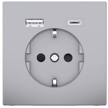 Merten MEG2367-6036 Schuko Steckdose mit USB Ladegerät Typ A+C Edelstahl