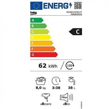 Beko Lavatrice 8 Kg C 1200 giri 55 cm WUX81232WI/IT