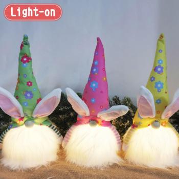 Frühlingsdeko 3 Stück LED Hase Gnom Ornamente