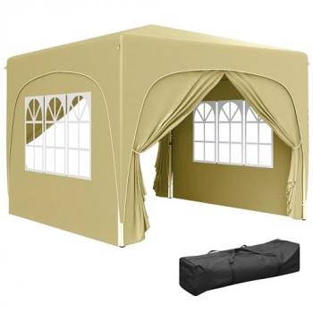 Gazabo 3x3 m Pliable Outsunny – Finition Sable UPF 50+