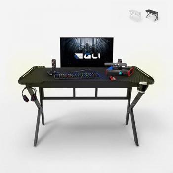 Scrivania ergonomica da gaming 120x60cm con LED e supporto cuffie
