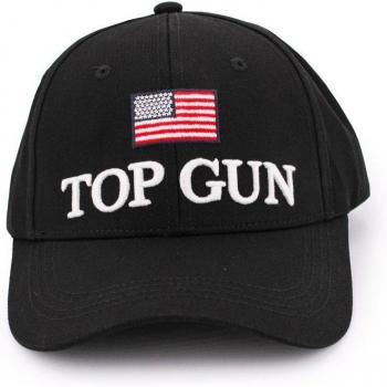 Céntimo de béisbol Top Gun negro con bordado de bandera masculina