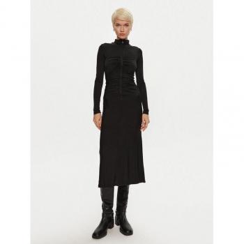 PINKO abito nero drappeggiato a vita stretta
