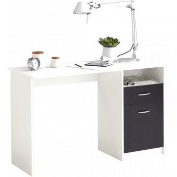 FMD Writing Desk with 1 Drawer 123x50x76.5 cm White and Black
