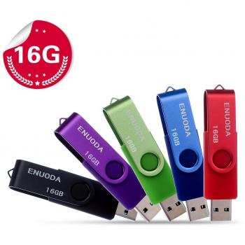 ENUODA 5er Set 16GB USB Stick Metall Rotate Mehrfarbig USB 2.0