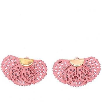 Bijoux faits main en forme d'éventail en coton bordeaux 10 pièces