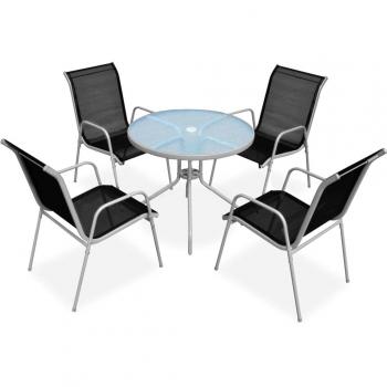 VidaXL Modern 5 Piece Outdoor Dining Furniture Set