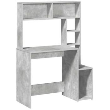 Scrivania multifunzione 100x45x140 cm grigio cemento, legno laminato