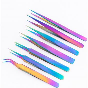 Pince à épiler de précision en métal coloré, modèle 7, ESD antistatique avec pointe droite et flexibilité pour outil soudure SMD