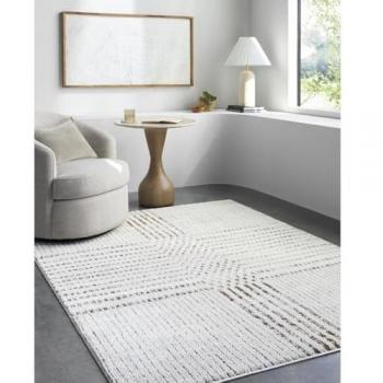 Livabliss Galey Alix x Architect IV Modern Geometric Area Rug, 5'3 × 7' (5′ × 7′), Ivory/Dark Brown Stripe