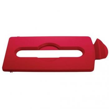 Couvercle Slim Jim Rouge pour recyclage de papier Rubbermaid
