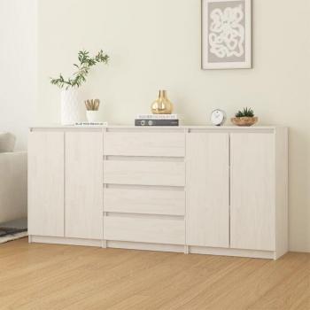 Armoires d’angle 3 unités en pin blanc, 84 cm, finition bois massif