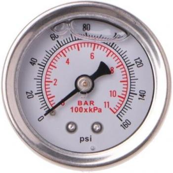 Liquid-Filled Chrome Fuel Pressure Gauge 0-160 Bar