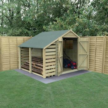 ' x 6' Forest 4Life 25yr Guarantee Overlap Pressure Treated Double Door Apex Wooden Shed with Lean To