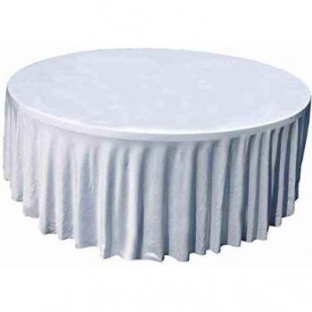 Nappe de Fête Blanche pour Table Ronde 8 Personnes