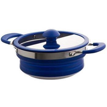 I+V Faltbarer Topf Edelstahl/Silikon 2,1 l mit Glasdeckel